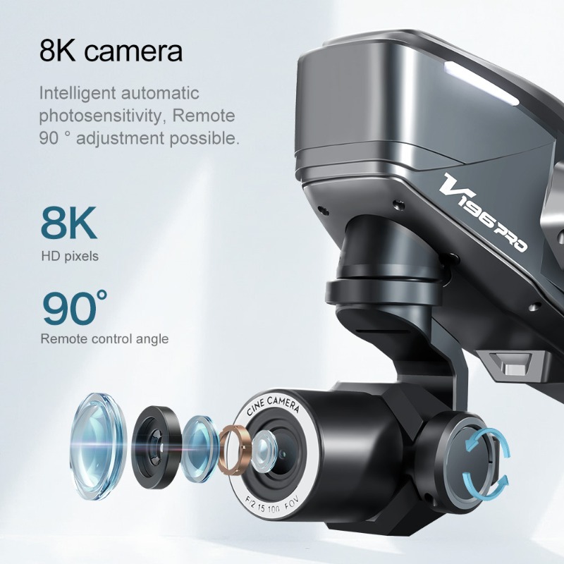 2025 V196 자동 장애물 회피 드론 8K HD 카 - Drone Gimbal 2 Axis 리뷰 및 가격